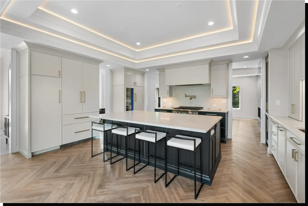 Modern kitchen with white cabinetry